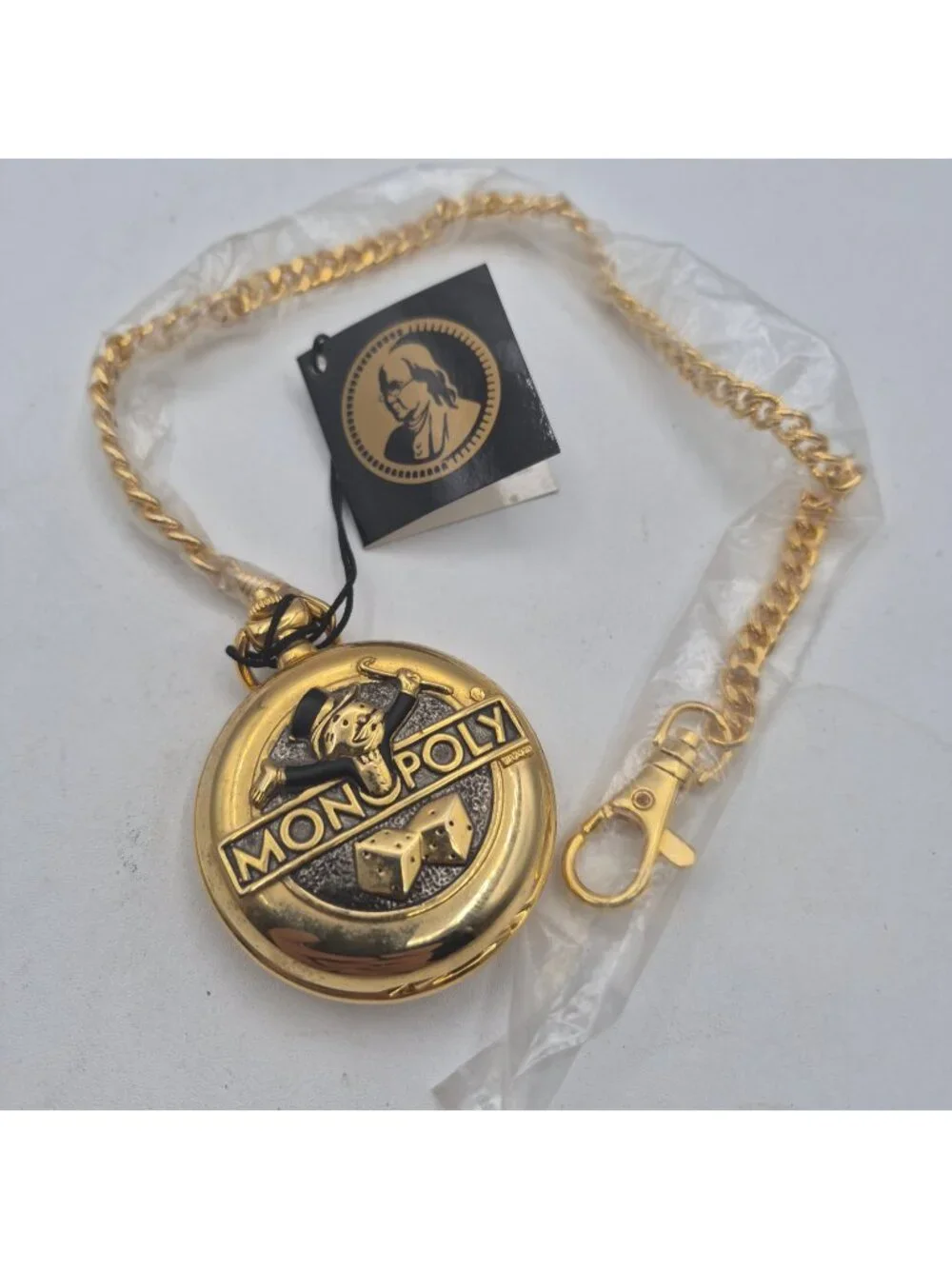 Vintage Rare Monopoly Pocket Watch Franklin Mint With Chain Watch Only